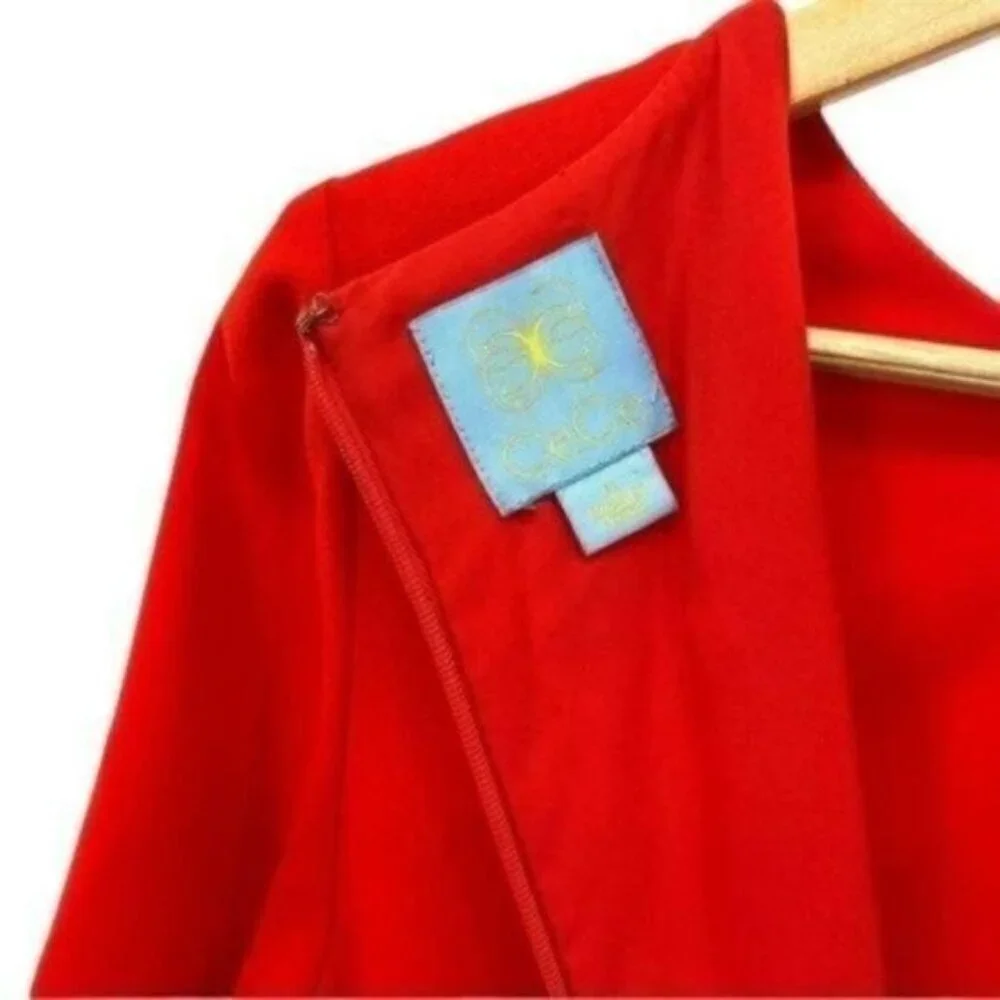 CeCe Red Ruffle Shift Dress - Picture 8 of 9